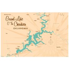 Grand Lake O' The Cherokees, OK Lake Map Wall Mural