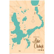 Lake Okoboji, IA Lake Map Wall Mural