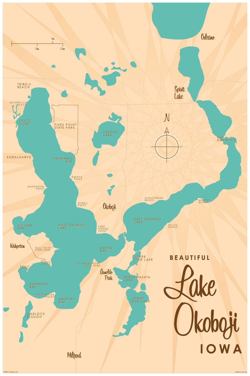 Lake Okoboji, IA Lake Map