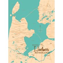 IJsselmeer, Netherlands Lake Map Wall Mural