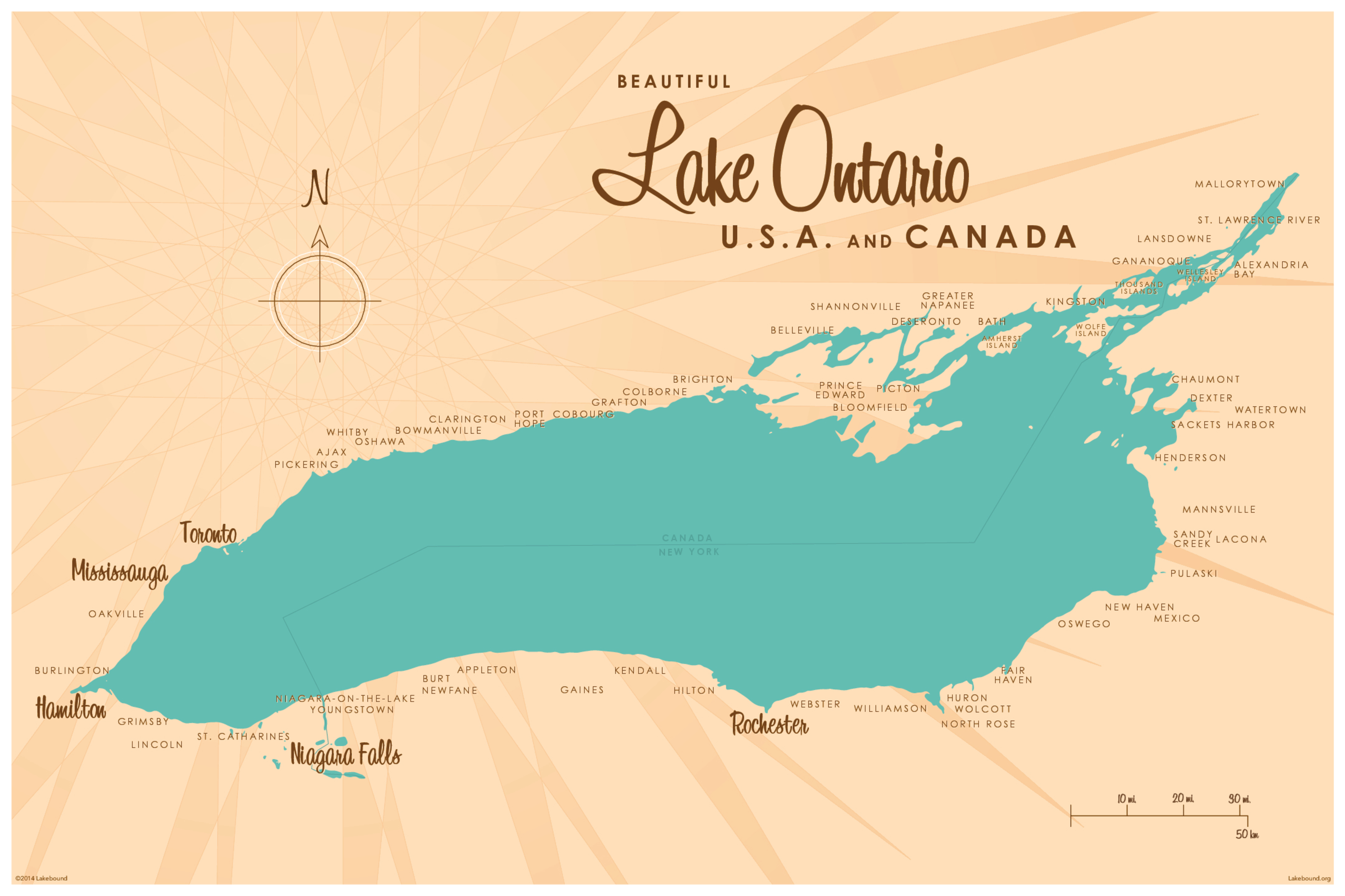 Lake Ontario Ny Lake Map Wall Mural Murals Your Way