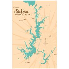 Lake Keowee, SC Lake Map Wall Mural
