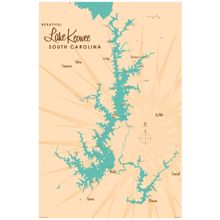 Lake Keowee, SC Lake Map Mural Wallpaper