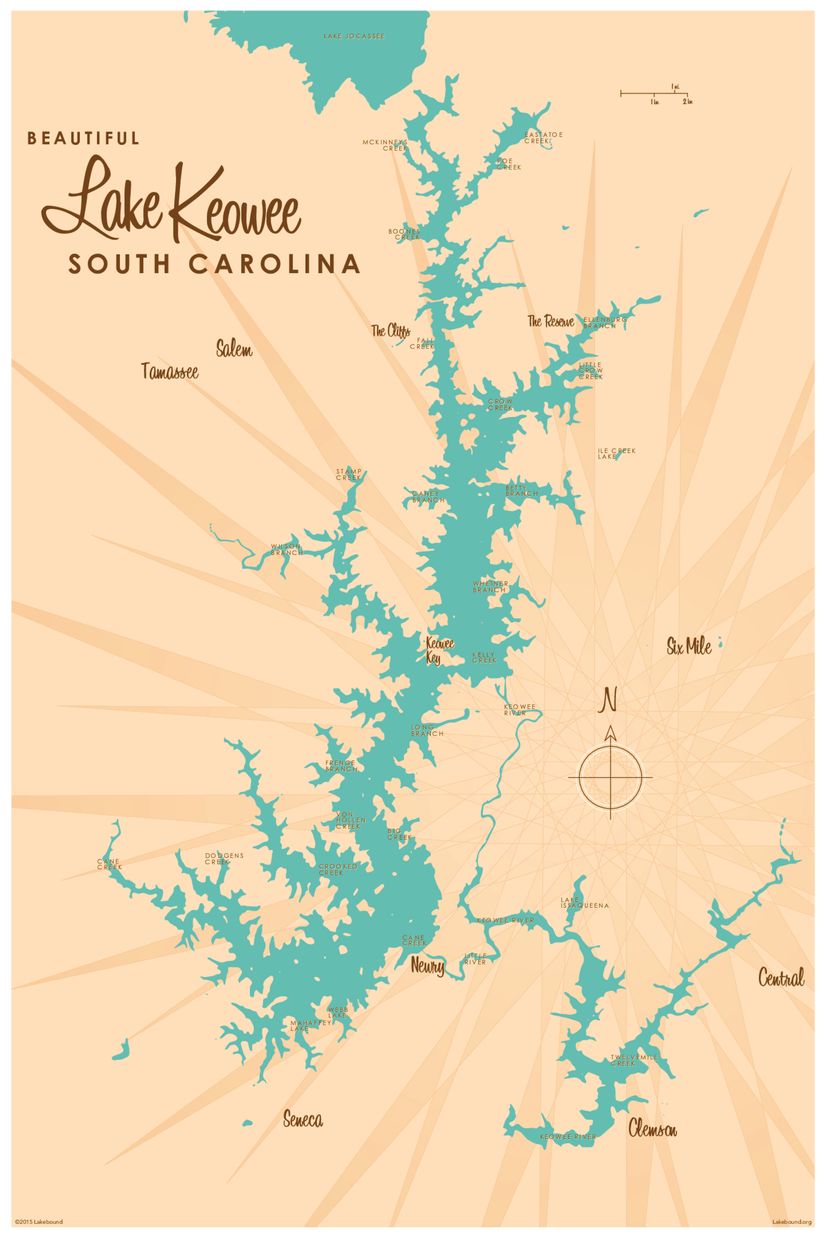 Lake-Keowee-SC-Lake-Map-Mural-Wallpaper