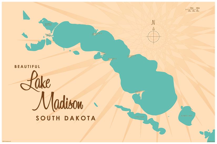Lake Madison, SD Lake Map Murals Your Way