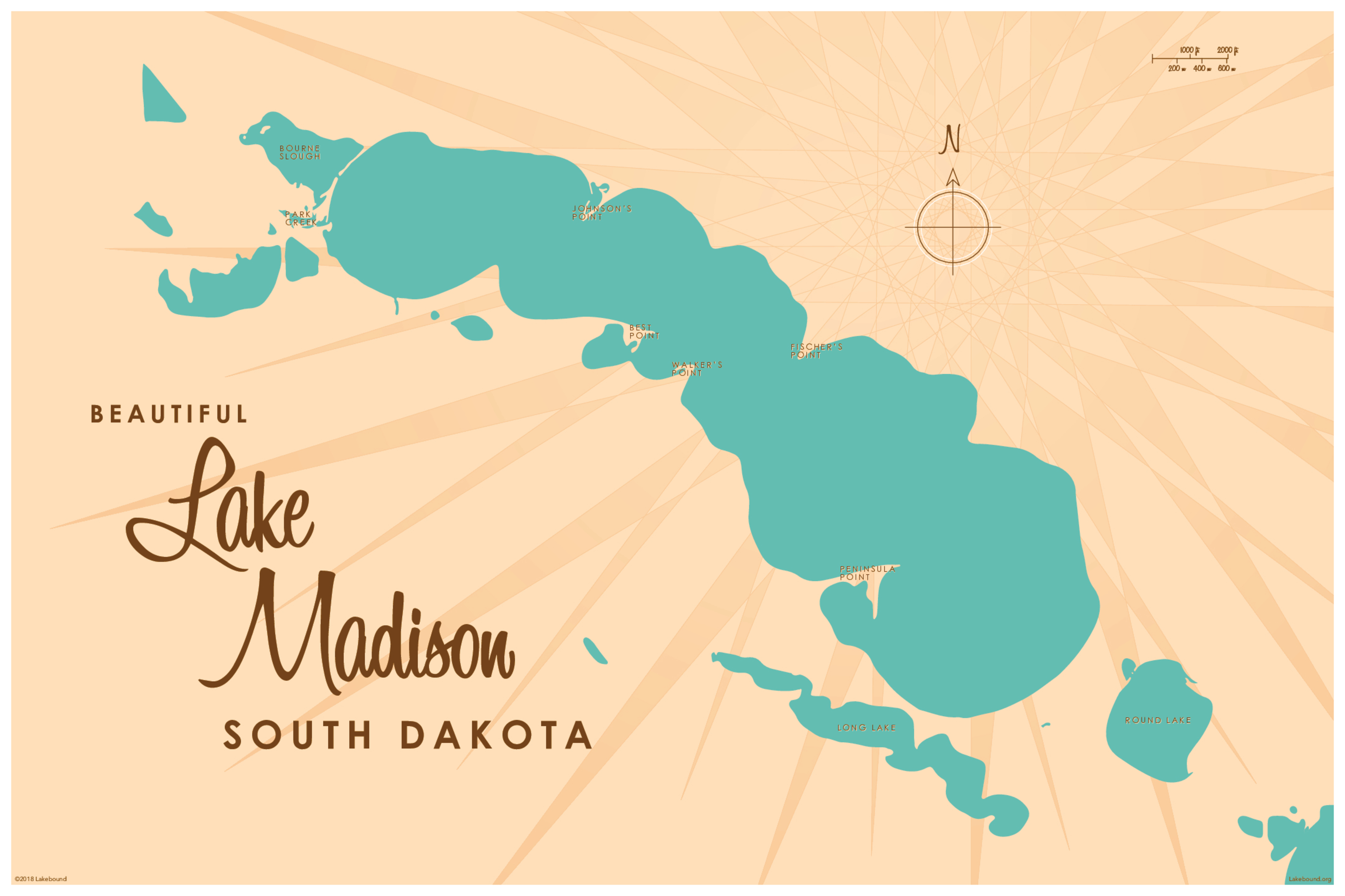 Lake Madison, SD Lake Map Murals Your Way