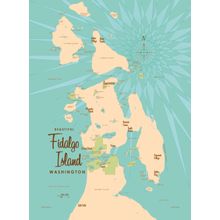Fidalgo Island, WA Lake Map Mural Wallpaper