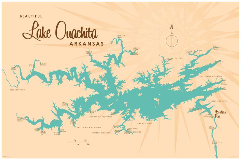 Lake-Ouachita-AR-Lake-Map-Wallpaper-Mural