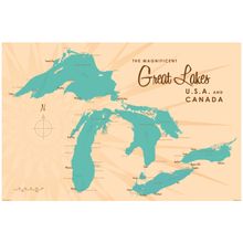Great Lakes Lake Map Wallpaper Mural