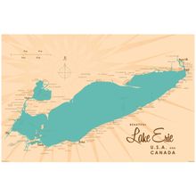 Lake Erie, OH Lake Map Mural Wallpaper