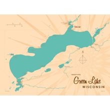 Green Lake, WI Lake Map Wall Mural