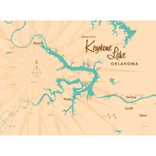 Keystone Lake, OK Lake Map Wall Mural