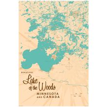 Lake Of The Woods, MN Lake Map Wallpaper Mural