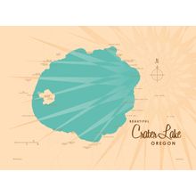 Crater Lake, OR Lake Map Wallpaper Mural