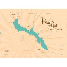 Bass Lake, CA Lake Map Wallpaper Mural