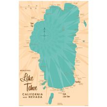 Lake Tahoe Lake Map Wall Mural