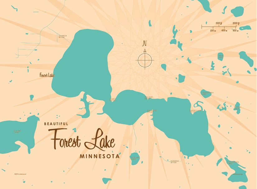 Forest Lake, MN Lake Map Wall Mural Murals Your Way