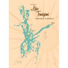 Lake Temagami Lake Map Wall Mural