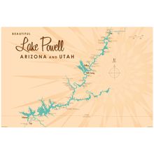 Lake Powell Lake Map Wall Mural
