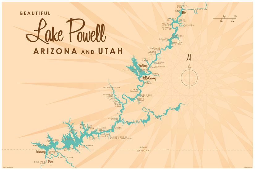 Lake-Powell-Lake-Map-Wallpaper-Mural