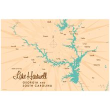 Lake Hartwell Lake Map Wall Mural