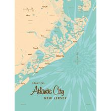 Atlantic City, NJ Lake Map Mural Wallpaper