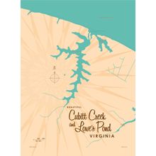 Cubitt Creek & Lowe's Pond, VA Lake Map Mural Wallpaper