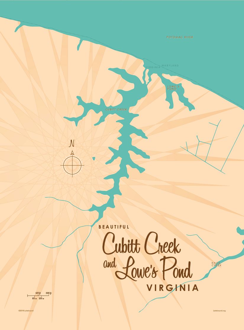 Cubitt-Creek-Lowe-s-Pond-VA-Lake-Map-Mural-Wallpaper