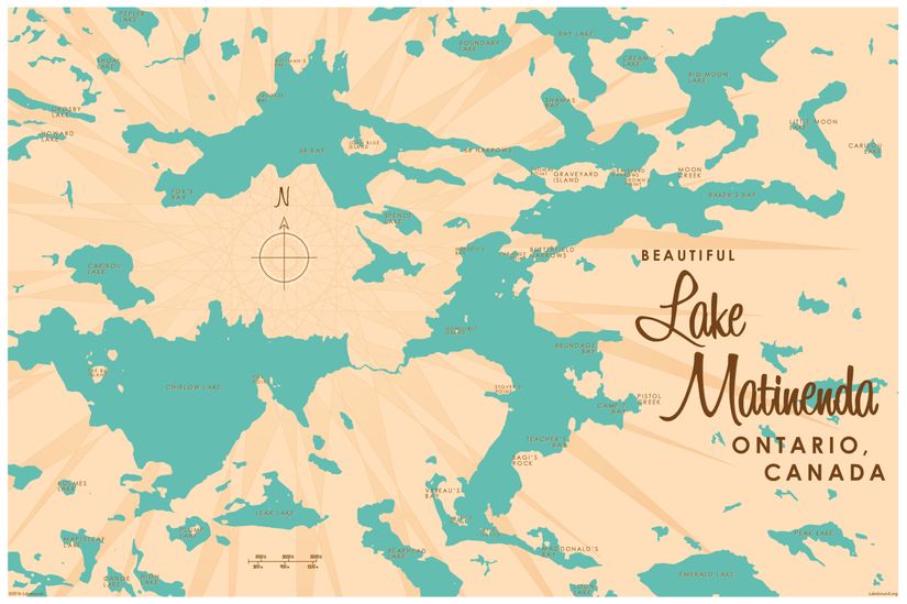 Lake Matinenda, Canada Lake Map Wall Mural - Murals Your Way