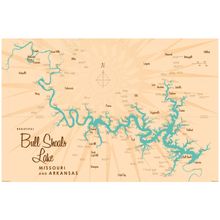 Bull Shoals Lake, MO and AR Lake Map Wall Mural