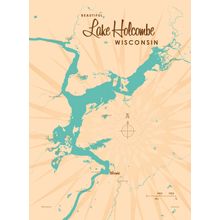 Lake Holcombe, WI Lake Map Wall Mural