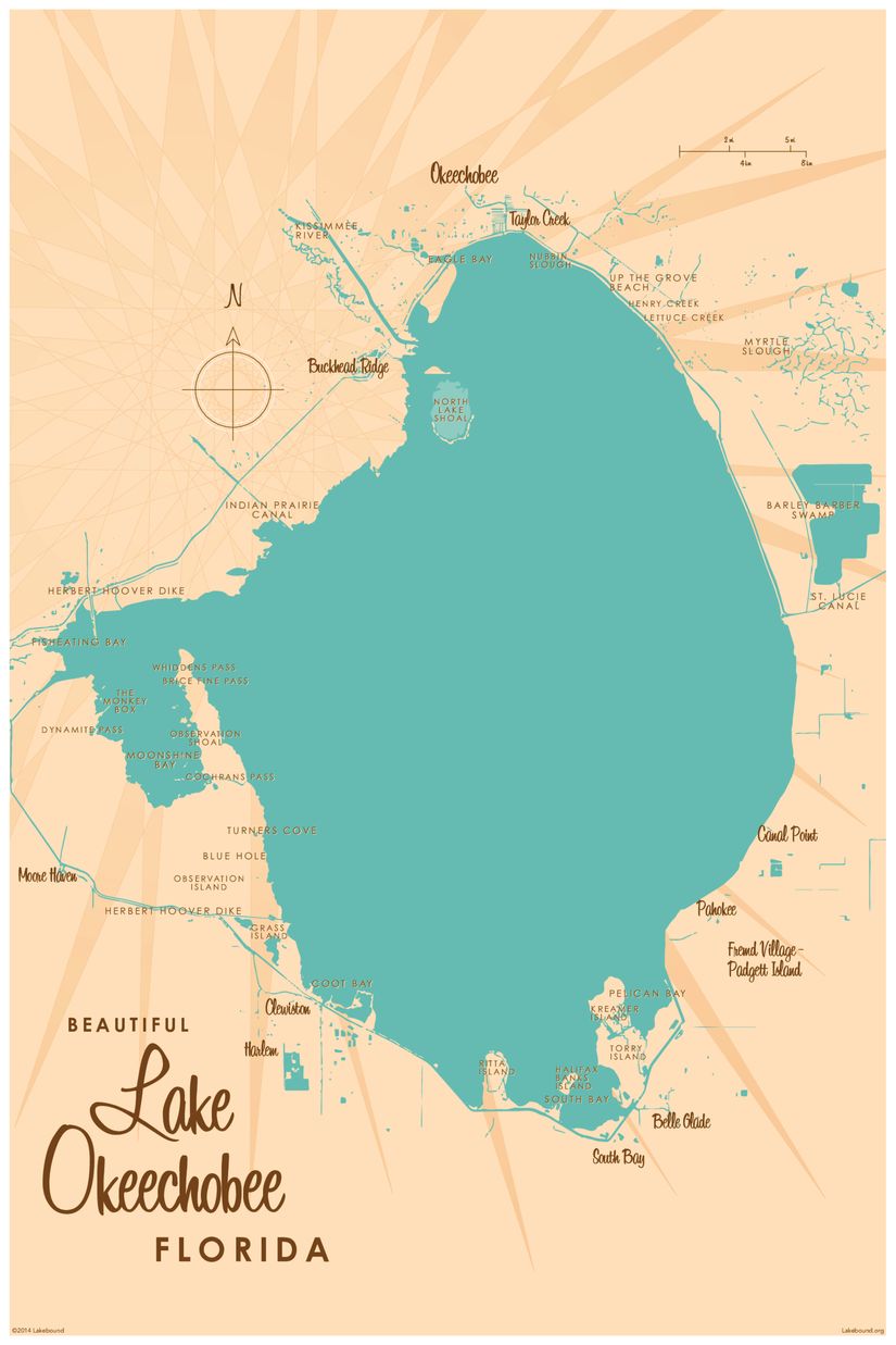 Lake-Okeechobee-FL-Lake-Map-Wallpaper-Mural
