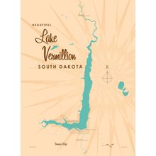 Lake Vermillion, SD Lake Map Wallpaper Mural