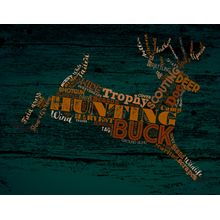 Hunting Word Cloud - Aqua Wall Mural