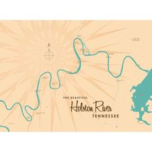 Holston River, TN Lake Map Wall Mural