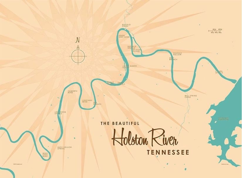 Holston-River-TN-Lake-Map-Wall-Mural