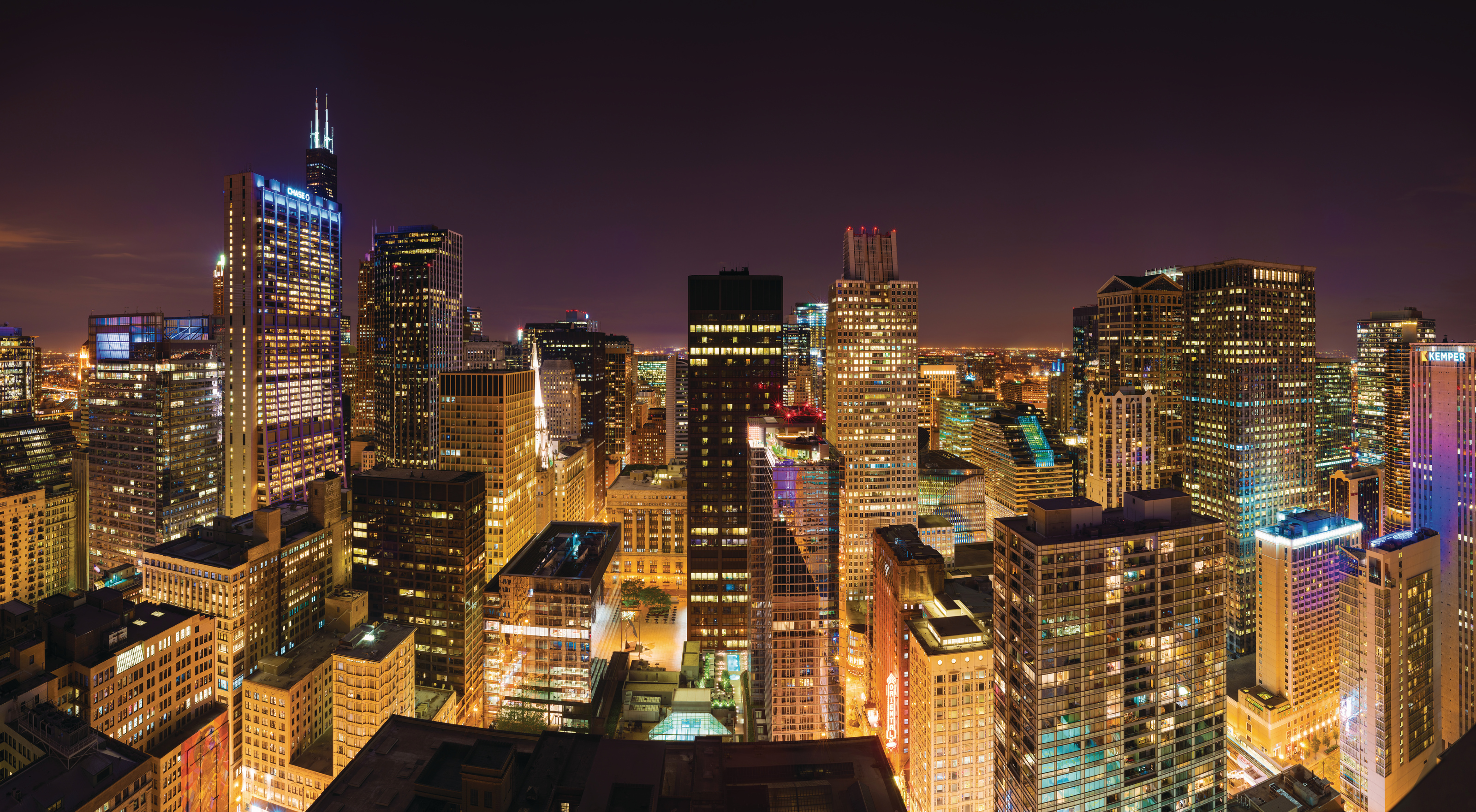 chicago skyline at night hd