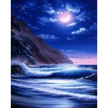 Aloha Moon Blue Wall Mural