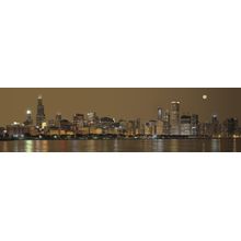 Chicago Waterfront Skyline At Night Wall Mural