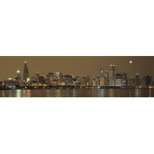 Chicago Waterfront Skyline At Night Wall Mural