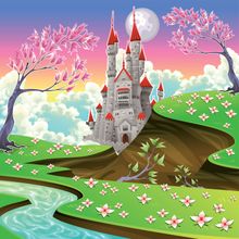 Enchanted Castle Illustration Mural Wallpaper