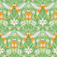 Daisy's Garden Beetle Damask Wallpaper