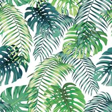 Tropical Green Leaves Pattern Wallpaper