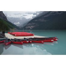 Canoes On The Lake in Banff Wall Mural