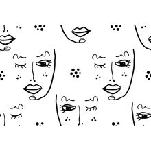 Beautiful Face Line Art Pattern Wallpaper