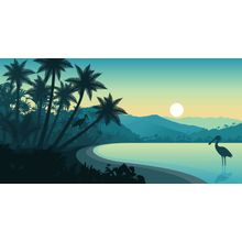 Palm Tree Landscape Silhouette Wall Mural