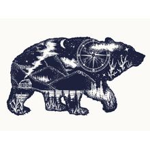 Bear Tourism Woodblock Wall Mural