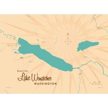 Lake Wenatchee WA Map Wall Mural
