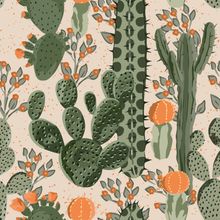 Blooming Cacti Pattern Wallpaper