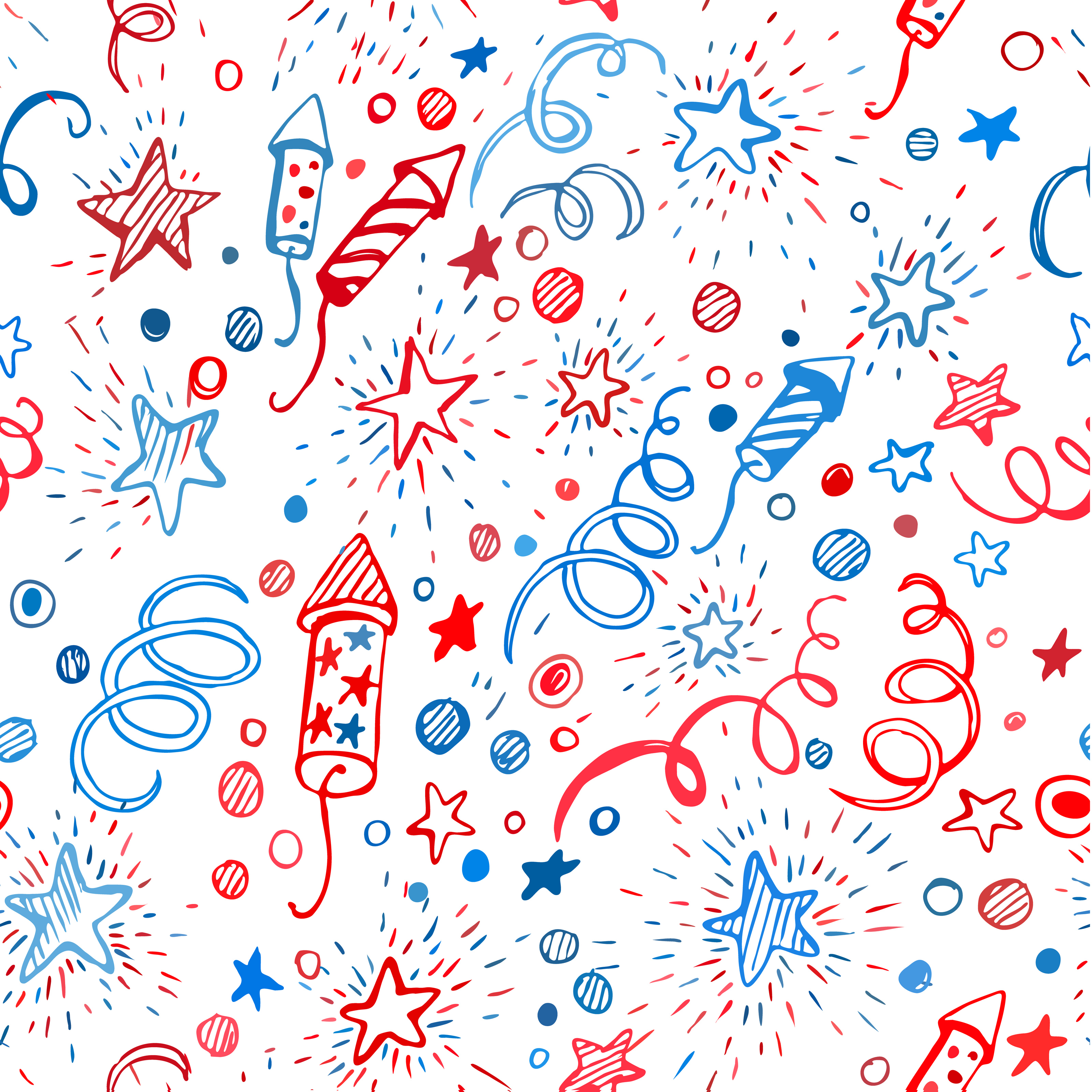 4th Of July Doodle Pattern Wallpaper - Murals Your Way